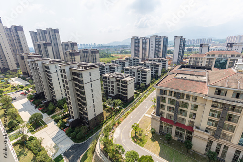Jiujiang, China - 31 July 2021: Sunac group's new high-end development community in central China. Sunac China Holdings Limited is listed on the main board of the Hong Kong Stock Exchange. 