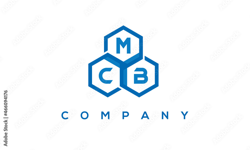 MCB letters design logo with three polygon hexagon logo vector template