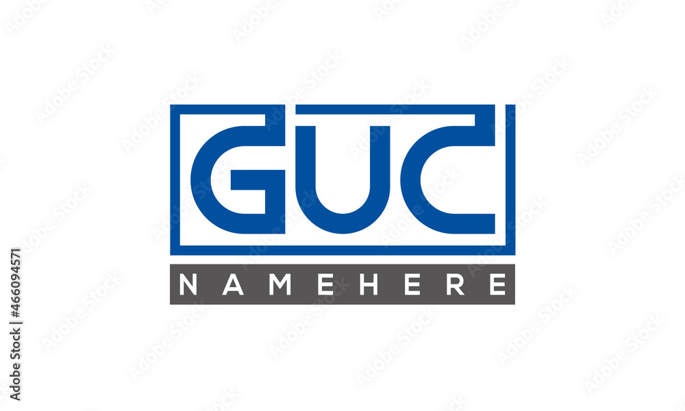 GUC Letters Logo With Rectangle Logo Vector GUC Letters Logo With Rectangle Logo Vector