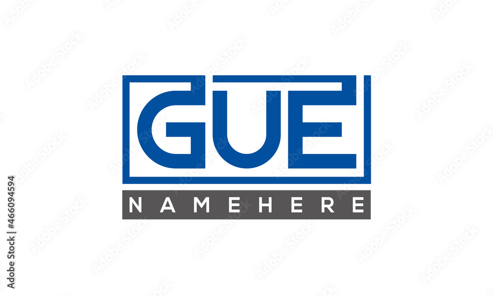 GUE Letters Logo With Rectangle Logo Vector GUE Letters Logo With Rectangle Logo Vector