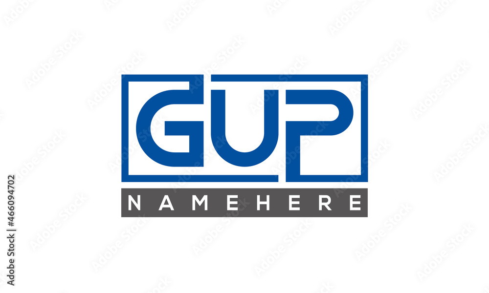 GUP Letters Logo With Rectangle Logo Vector GUP Letters Logo With Rectangle Logo Vector