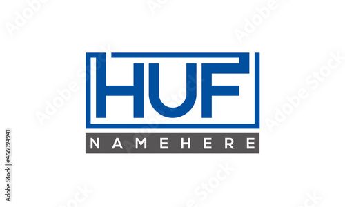 HUF Letters Logo With Rectangle Logo Vector