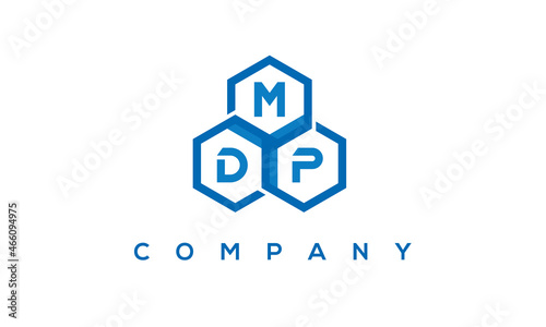 MDP letters design logo with three polygon hexagon logo vector template