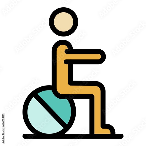 Fitness ball icon. Outline fitness ball vector icon color flat isolated