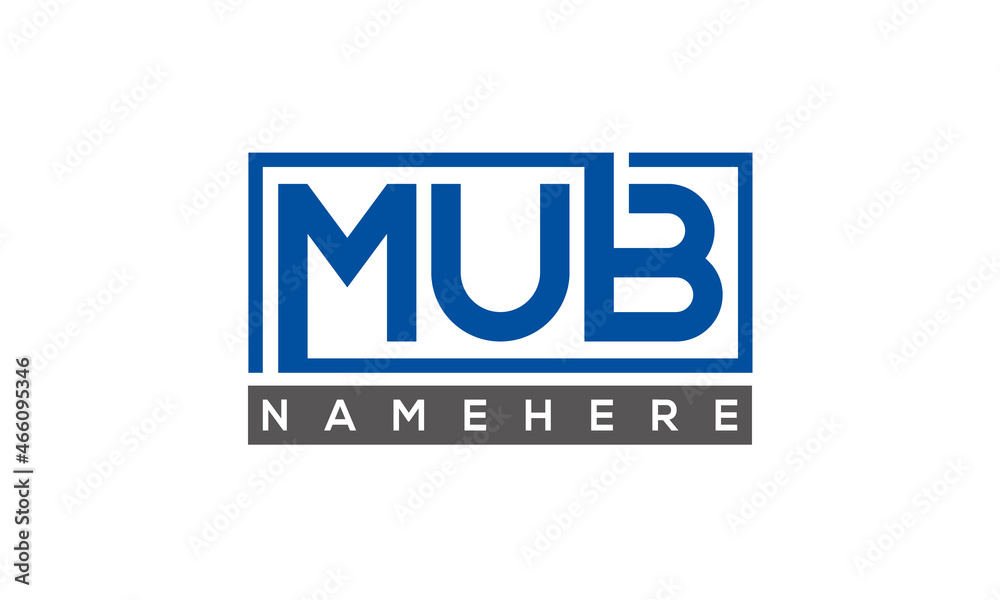 MUB Letters Logo With Rectangle Logo Vector MUB Letters Logo With Rectangle Logo Vector