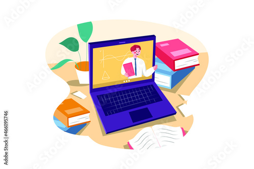 Video Lesson Illustration concept. Flat illustration isolated on white background.