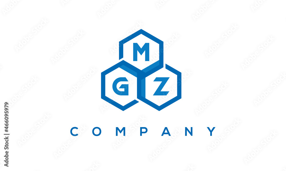 MGZ letters design logo with three polygon hexagon logo vector template