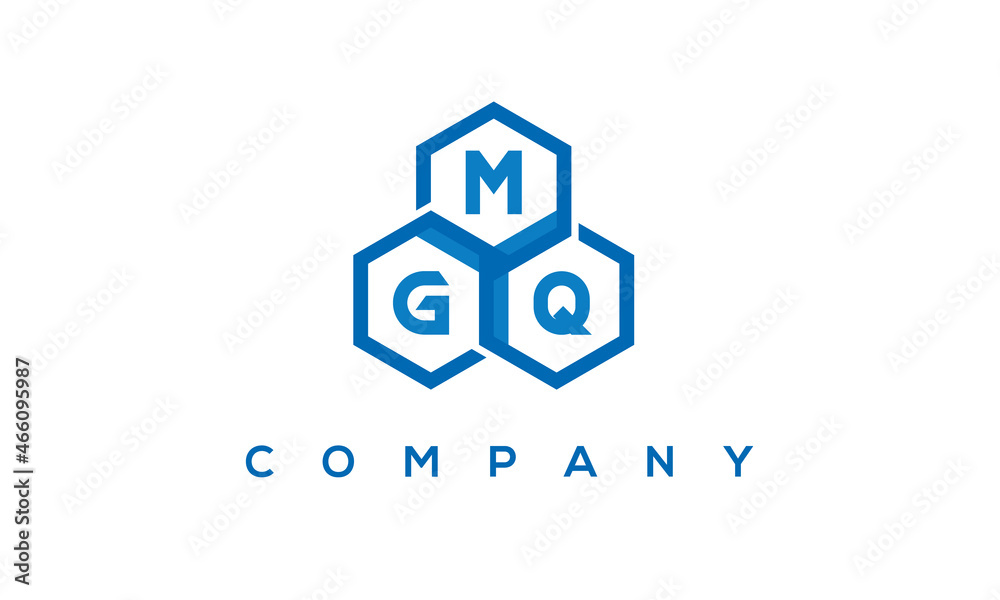 MGQ letters design logo with three polygon hexagon logo vector template