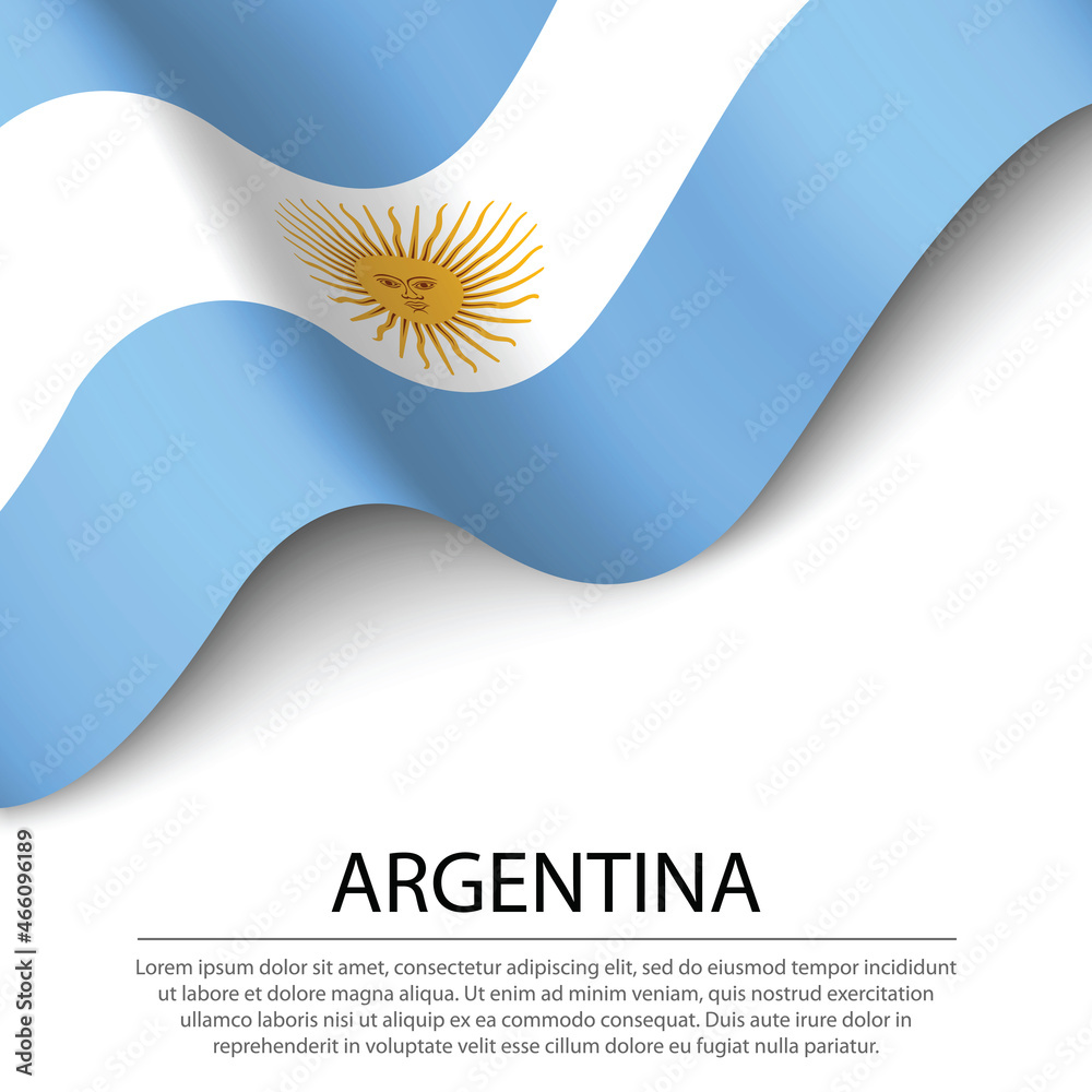 Fototapeta Waving flag of Argentina on white background. Banner or ribbon template for independence day
