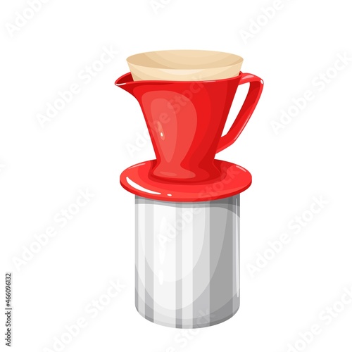 Dripper coffee maker vector icon. Alternative equipment brewing coffee illustration.