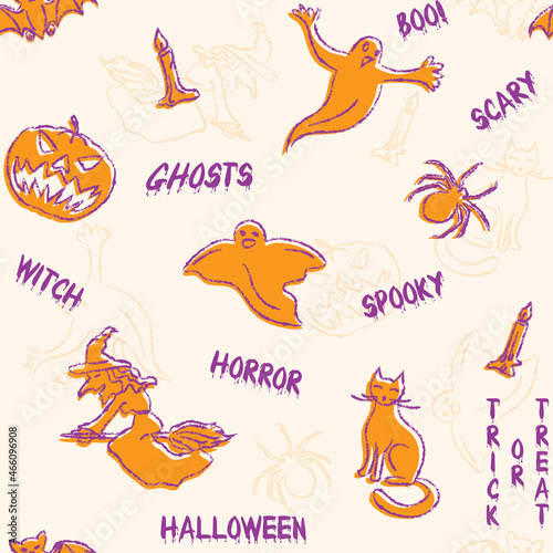 Halloween silhouettes pattern with text
