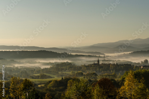 Fototapeta Naklejka Na Ścianę i Meble -  Mgły nad Lutowiskami - Bieszczady 