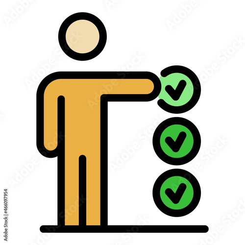 Approved personal trait icon. Outline approved personal trait vector icon color flat isolated