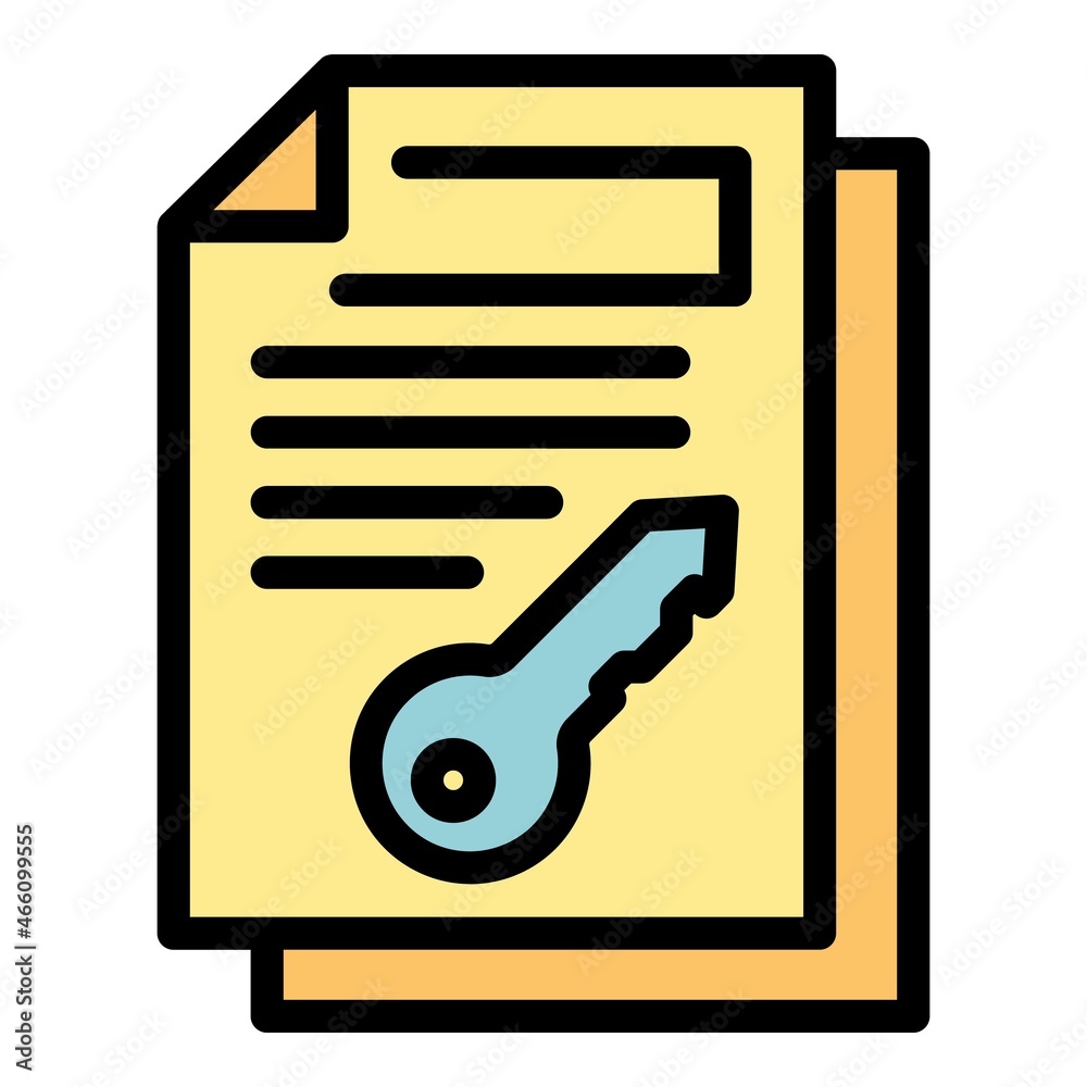 Key remote access icon. Outline key remote access vector icon color flat isolated Key remote access icon. Outline key remote access vector icon color flat isolated