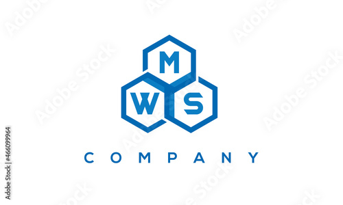 MWS letters design logo with three polygon hexagon logo vector template