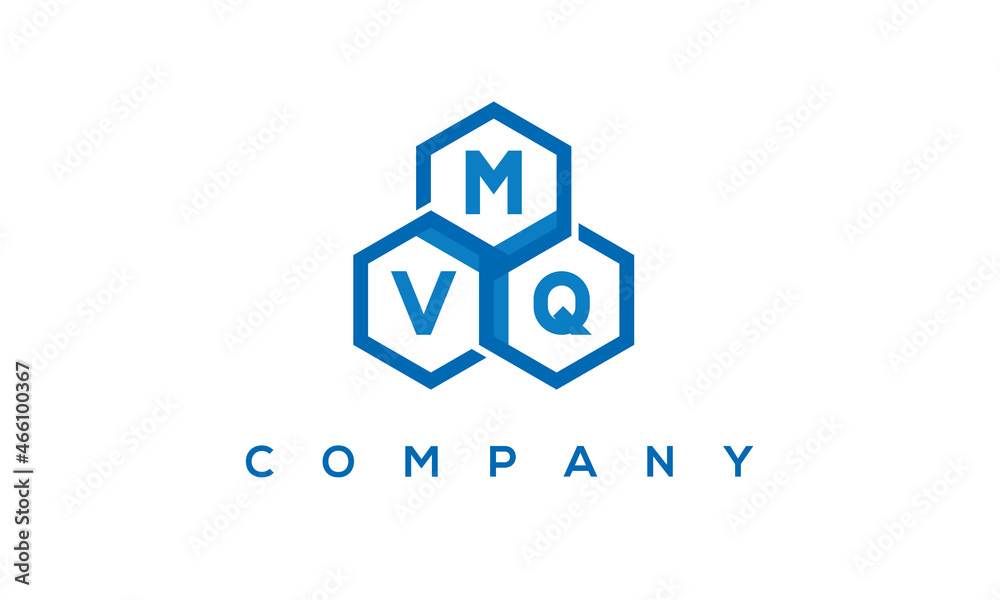 MVQ letters design logo with three polygon hexagon logo vector template