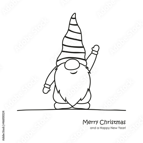 cute christmas dwarf cartoon for coloring book