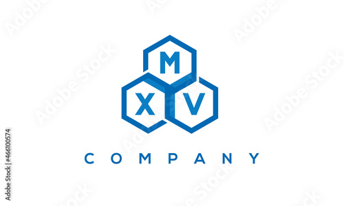 MXV letters design logo with three polygon hexagon logo vector template photo