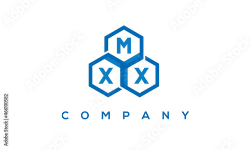 MXX letters design logo with three polygon hexagon logo vector template