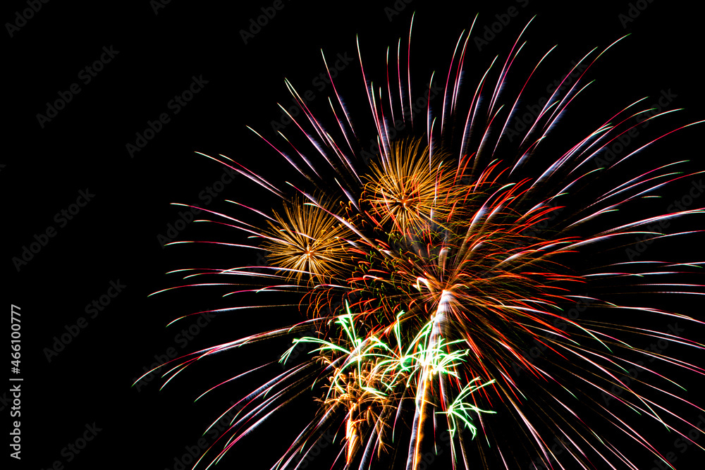 Obraz premium fireworks colors in the night sky, Fireworks Stock Image In Black Background