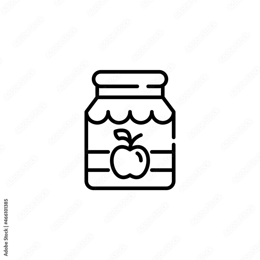 Glass jar with jam. Homemade harvest preservation cooking. Pixel perfect, editable stroke line art icon Glass jar with jam. Homemade harvest preservation cooking. Pixel perfect, editable stroke line art icon