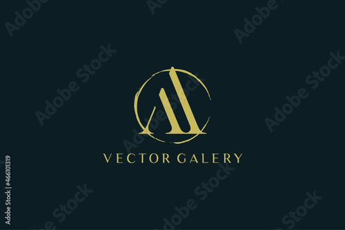 Letter Aa Logo. Initial Letter Design Vector Luxury Colors photo