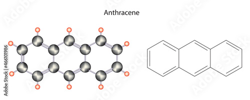 Chemical molecular illustration of Anthracene (Anthracene formula) photo