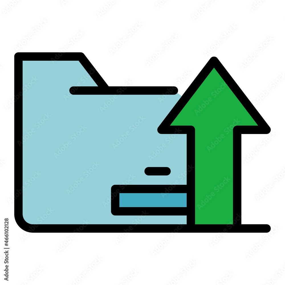 Operating system upload folder icon. Outline operating system upload folder vector icon color flat isolated Operating system upload folder icon. Outline operating system upload folder vector icon color flat isolated