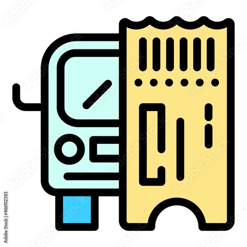 City bus ticket icon. Outline city bus ticket vector icon color flat isolated
