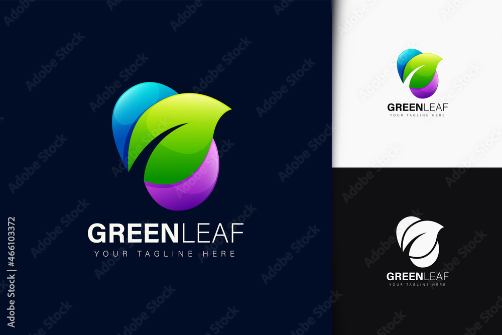 Green leaf logo design with gradient Green leaf logo design with gradient