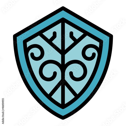 Blacksmith shield icon. Outline blacksmith shield vector icon color flat isolated