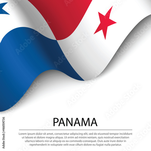 Waving flag of Panama on white background. Banner or ribbon template for independence day