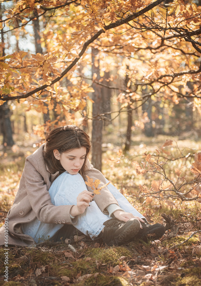 Young teenager girl in the autumn forest Young teenager girl in the autumn forest