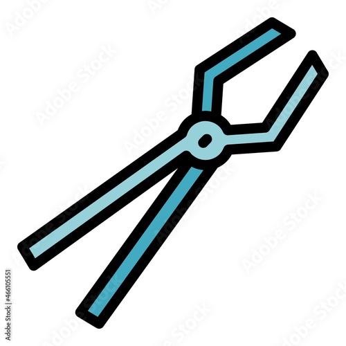 Blacksmith pliers tool icon. Outline blacksmith pliers tool vector icon color flat isolated