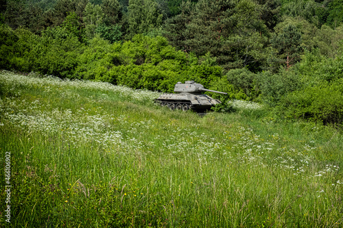 Historic russian tank T34 in The Death Valley, near Kapisova village, Slovakia photo