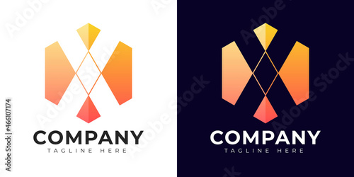 Modern gradient style letter x logo template. x letter design vector with colorful creative hexagon sign.