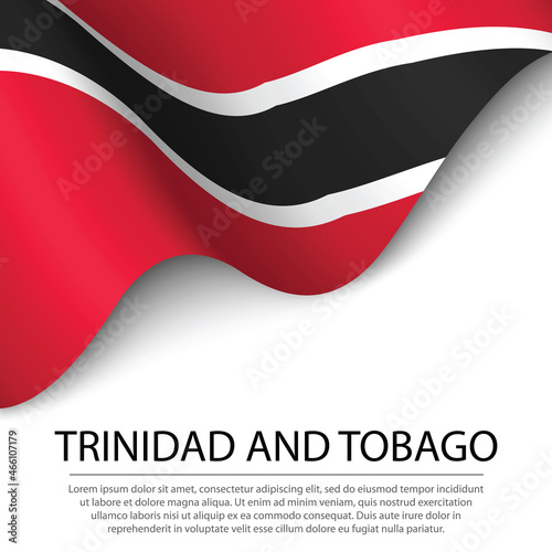 Free Download Waving flag of Trinidad and Tobago on white background. Banner or ribbon template for independence day - GFXLoad