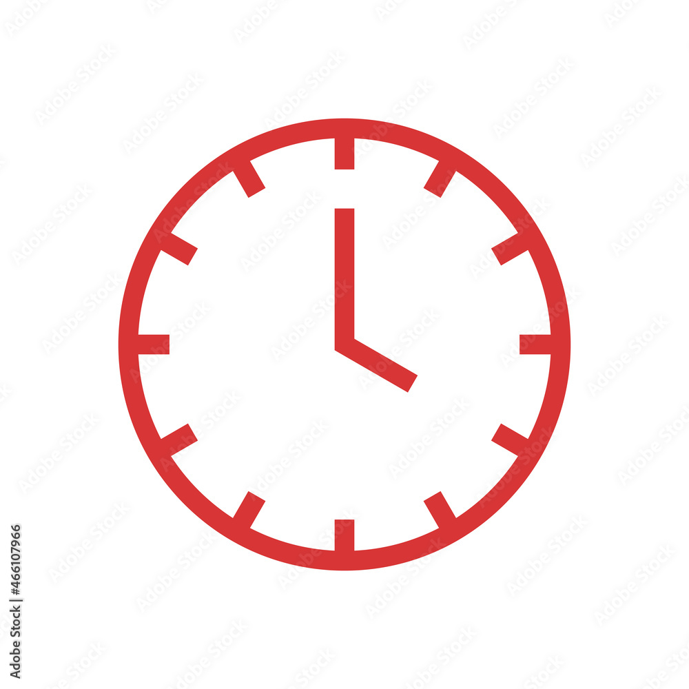 Clock vector icon. Red symbol Clock vector icon. Red symbol