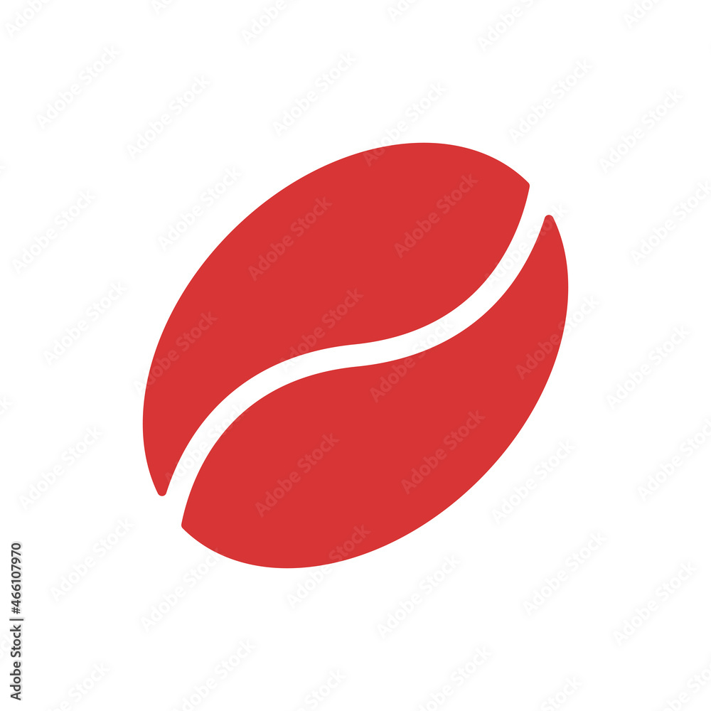 Coffee bean vector icon. Red symbol Coffee bean vector icon. Red symbol