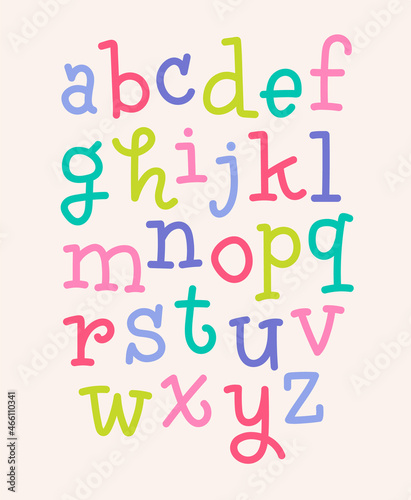 Cute colorful hand draw alphabet.