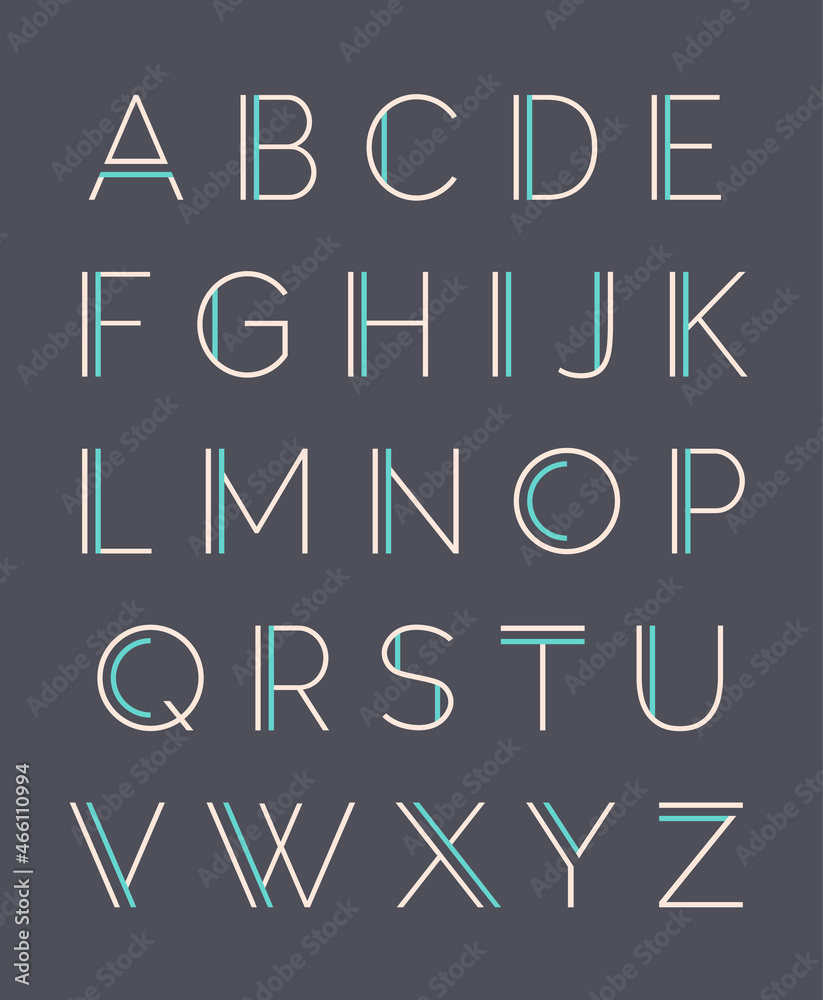 Set of trendy minimal uppercase alphabet vector design.