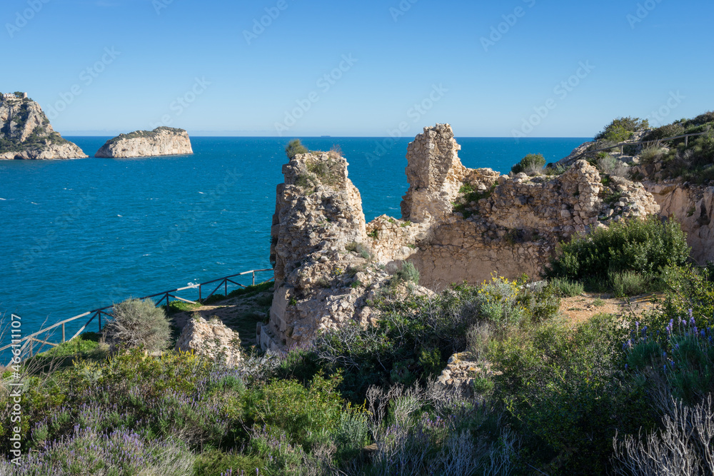 picutesque ruin of a historic castle on the Mediterranean coast in Spain picutesque ruin of a historic castle on the Mediterranean coast in Spain