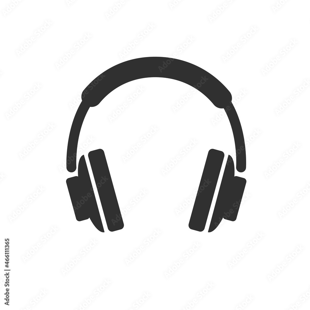 Headphones, black icon. Isolated on white background vector illustration Headphones, black icon. Isolated on white background vector illustration
