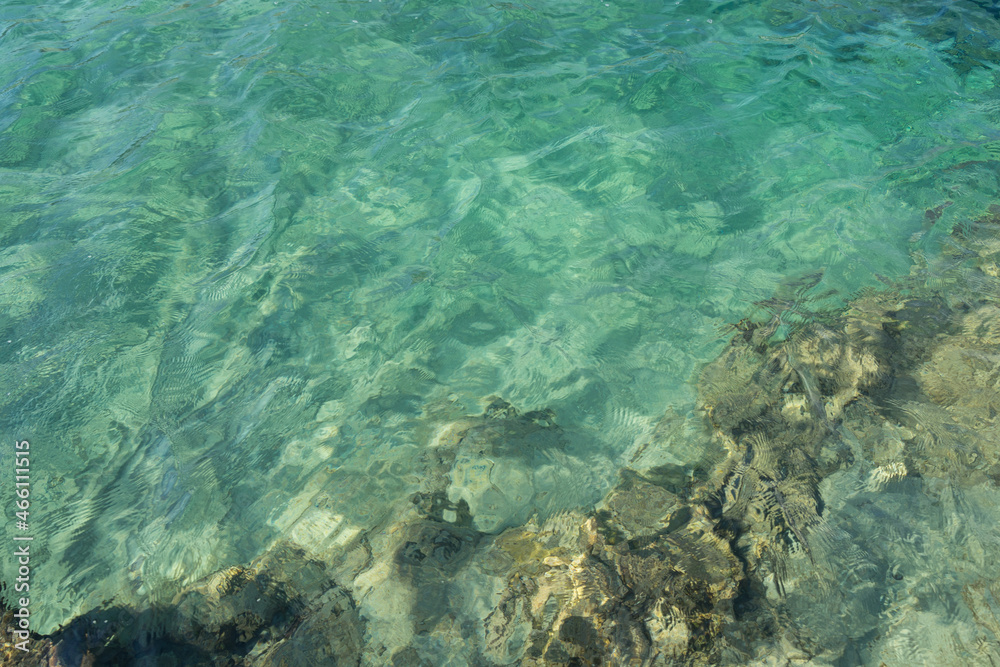 turquoise blue water texture and reflections in the Mediterranean Sea minimalist aqua background