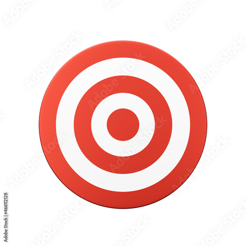 Red dartboard on white background. Business target concept. 3D rendering and illustration with clipping path.