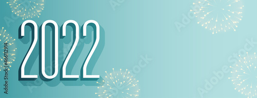 flat style happy new year 2022 fireworks banner