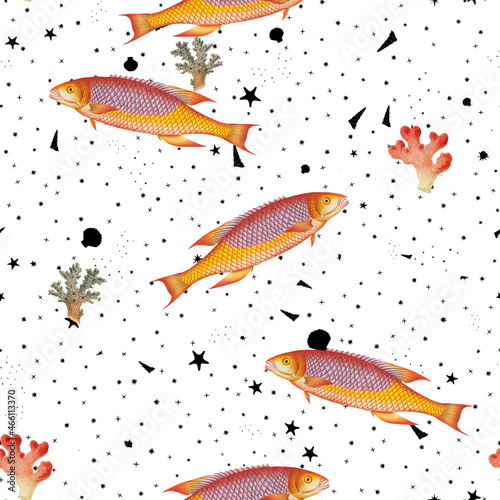 a beautiful and stunning repeated pattern of oceanic creatures called bodian bodianus bodianus in high definition free download perfect for fabrics, t-shirts, mugs, etc