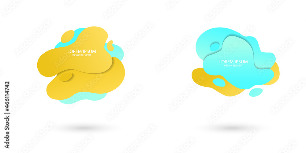 Fluid frame isolated on white background. Set of abstract liquid shapes, colorful elements, gradient waves with geometric lines, dynamical forms. Vector flat design for banner, flyer, business card Fluid frame isolated on white background. Set of abstract liquid shapes, colorful elements, gradient waves with geometric lines, dynamical forms. Vector flat design for banner, flyer, business card