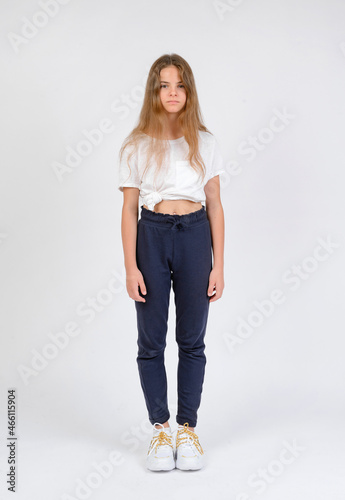 Young girl model snap front look smiling