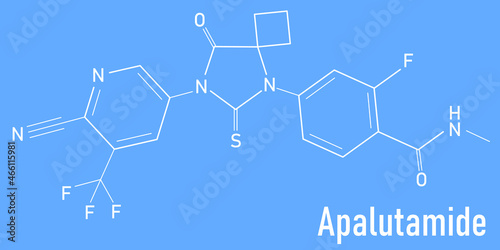 Skeletal formula of Apalutamide prostate cancer drug molecule.	